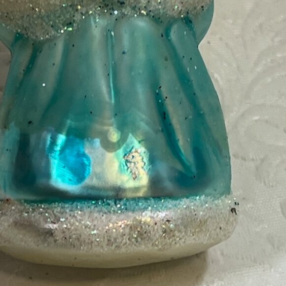 VTG Christmas Angel Hand Blown Glass Glitter Holiday Tree Ornament 1.75"x3.25" - Picture 9 of 11